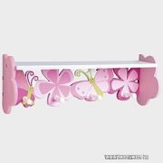 Rózsaszín pillangós fa festett fali akasztós polc