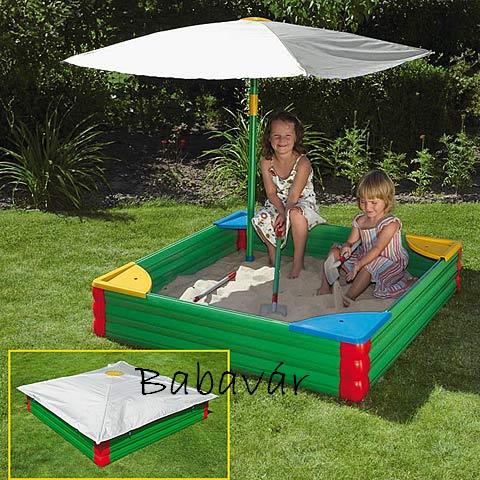 Színes homokozó ponyvával Színes homokozó ponyvával