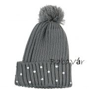 Szürke kötött köves kislány sapka Szürke kötött köves kislány sapka