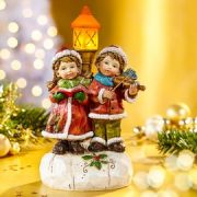 Karácsonyi kerámia gyerek figurák világító led lámpással