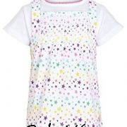 s.Oliver fehér csillagos szívecskés kislány rövid ujjú felső
