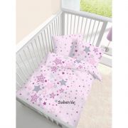 Bornino home Rózsaszín csillagos pamut flanel paplan és párnahuzat szett kiságyba Bornino home Rózsaszín csillagos pamut flanel paplan és párnahuzat szett kiságyba