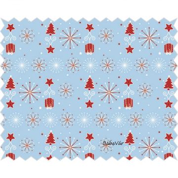 Karácsonyi textil dekor anyag: kék/piros