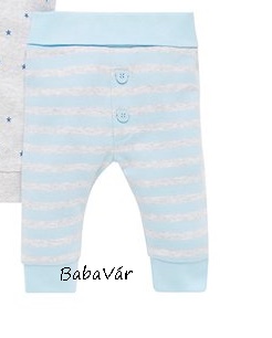 MotherCare világoskék/szürke csíkos pamut baba nadrág