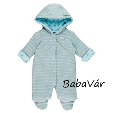 Feetje szürke/kék kifordítható pamut baba overall/levegőztető