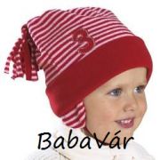 Sterntaler piros csíkos vastag bojtos manósapka