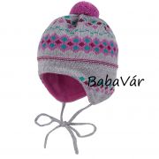 Maximo szürke/lila mintás gyapjú baba sapi Maximo szürke/lila mintás gyapjú baba sapi