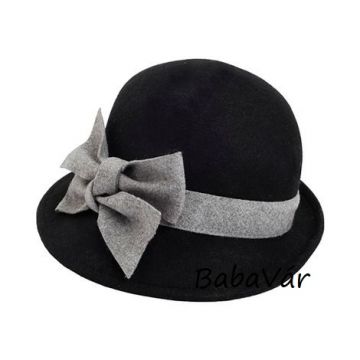Fekete gyapjú kalap masnival
