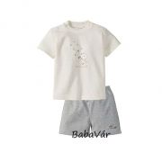 Bornino szürke/fehér nyuszis rövid pamut két részes pizsama