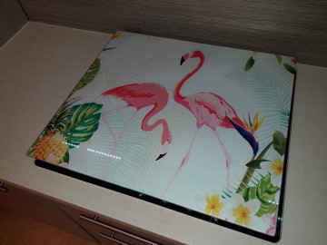 Wenko Tűzhelyvédő üveg fedőlap Flamingo 50 x 56 cm
