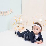 Feetje Petite Cherie sötétkék pöttyös pamut babanadrág Feetje Petite Cherie sötétkék pöttyös pamut babanadrág