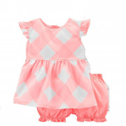 Carters rózsaszín kockás kislány ruha kisbugyival