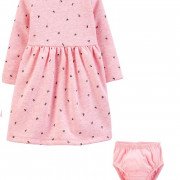 Carters hosszú ujjú rózsaszín vastag kislány ruha kisbugyival Carters hosszú ujjú rózsaszín vastag kislány ruha kisbugyival