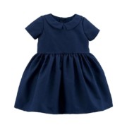 Carter's sötétkék anyagában fényes alkalmi kislányruha szett