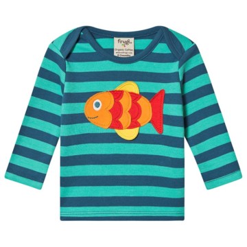 Frugi Blue Fish hosszú ujjú baba felső