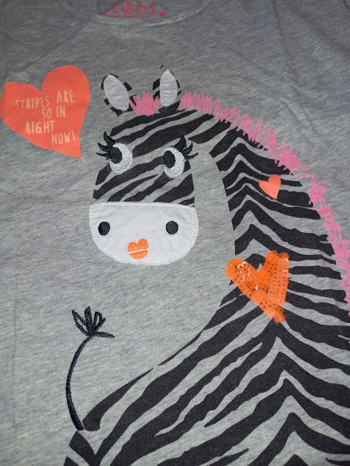 MotherCare always happy flitteres zebra mintás kislány baba póló MotherCare always happy flitteres zebra mintás kislány baba póló