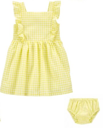 Carters sárga kockás kislány ruha kisbugyival