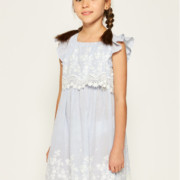 Mayoral hímzett csipkés kék csíkos kislány nyári ruha