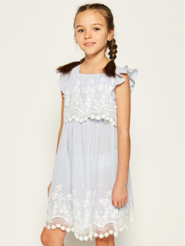 Mayoral hímzett csipkés kék csíkos kislány nyári ruha