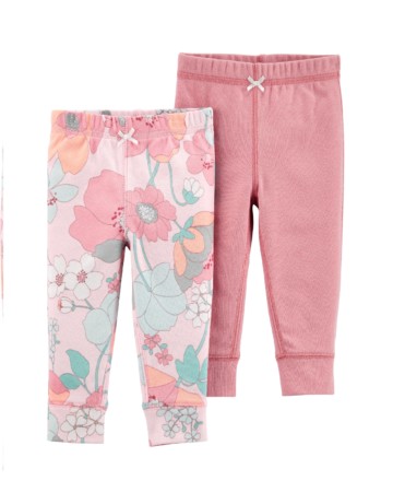 Carter's rózsaszín/ virágos legging szett