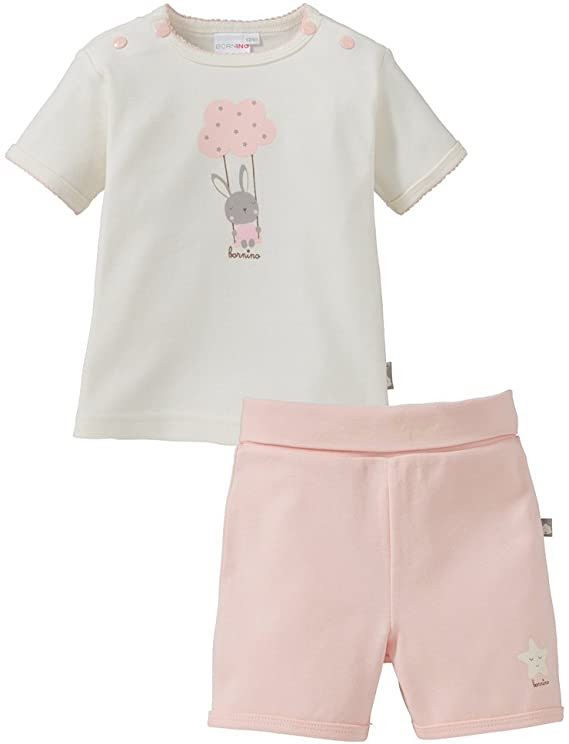 Bornino rózsaszín/fehér nyuszis pamut két részes sort szett Bornino rózsaszín/fehér nyuszis pamut két részes sort szett