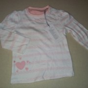 MotherCare rózsasín csíkos szív mintás hosszú ujjú kislány felső MotherCare rózsasín csíkos szív mintás hosszú ujjú kislány felső