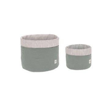 Lassig Storage Basket muslin textil tároló szett : green