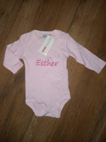 Rózsaszín hosszú ujjú Body névvel : Esther