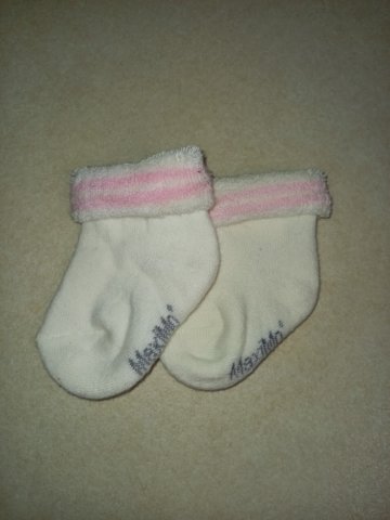 Maximo vastag frottír fehér / rózsaszín baba zokni