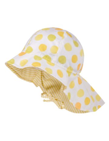 Maximo sárga pöttyös nyakvédős UV szűrős kislány kalap