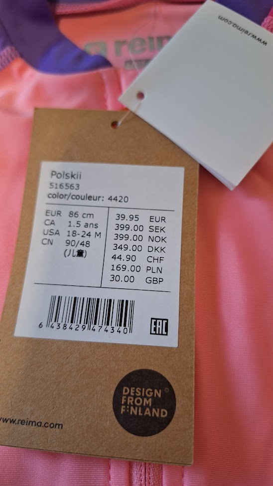 Reima egyberészes úszóruha / úszódressz pink UVP50+ Reima egyberészes úszóruha / úszódressz pink UVP50+